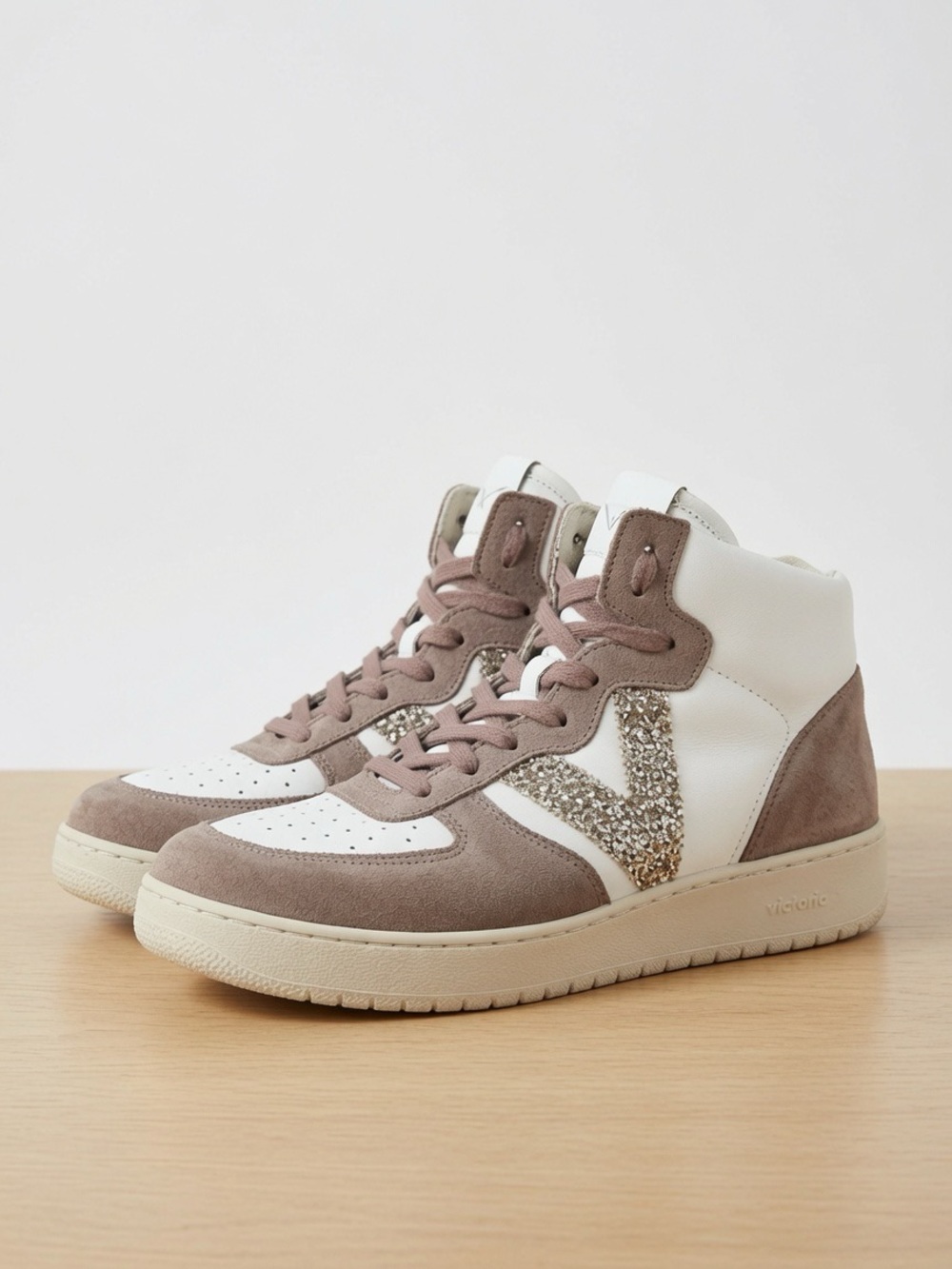 VICTORIA (Made in Spain) High-Top Women’s Sneakers With Crystal Accent